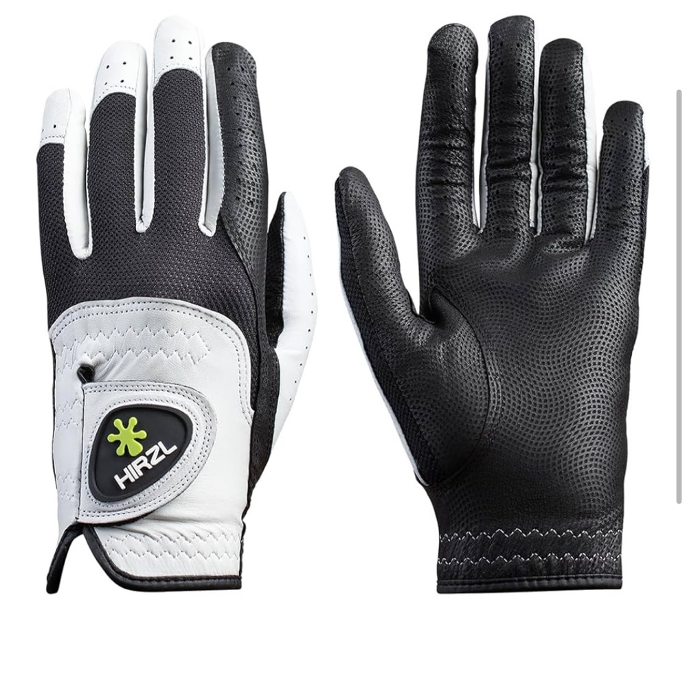 Left Hand Glove Hirzl Black and White Golf Gloves Worn Cadet Medium